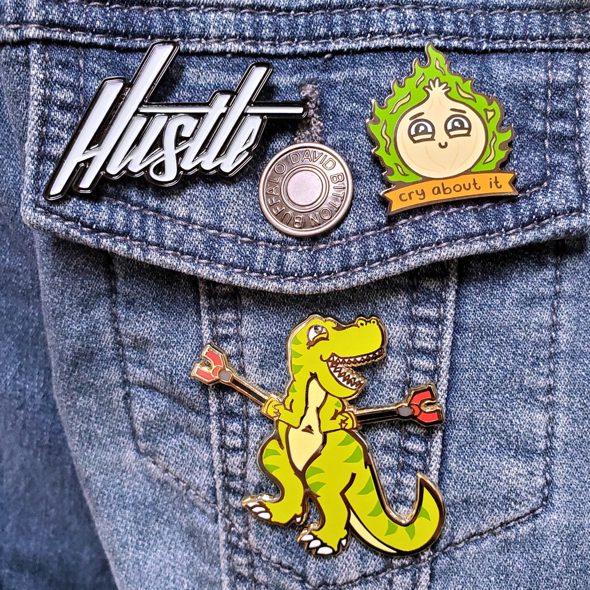 "Hustle" Hand-Lettered Pin