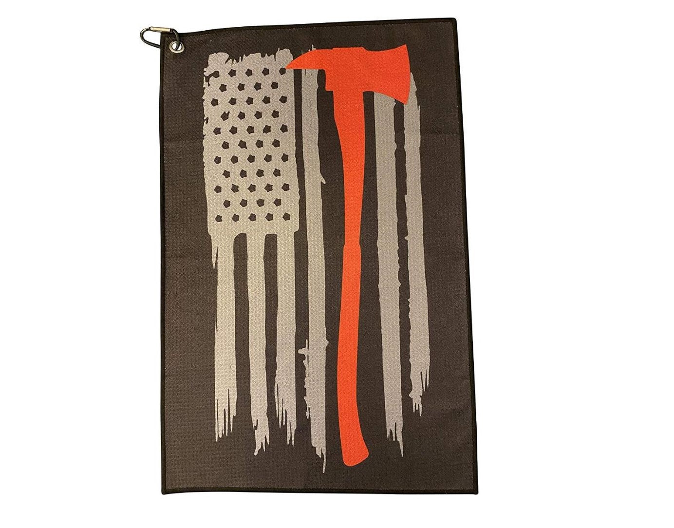 Microfiber Golf Towels - Firefighter Axe - Thin Red Line Golf Towel with Carabiner Clip - Cool Gift Ideas