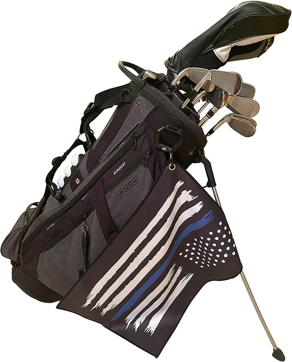 Microfiber Golf Towels - Police Thin Blue Line Golf Towel with Carabiner Clip - Cool Gift Idea