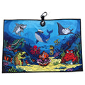 Deep Blue Sea Golf Towel | 24” x 16” Microfiber Towel | Magnetic Clip & Carabiner | Premium Golf Accessory