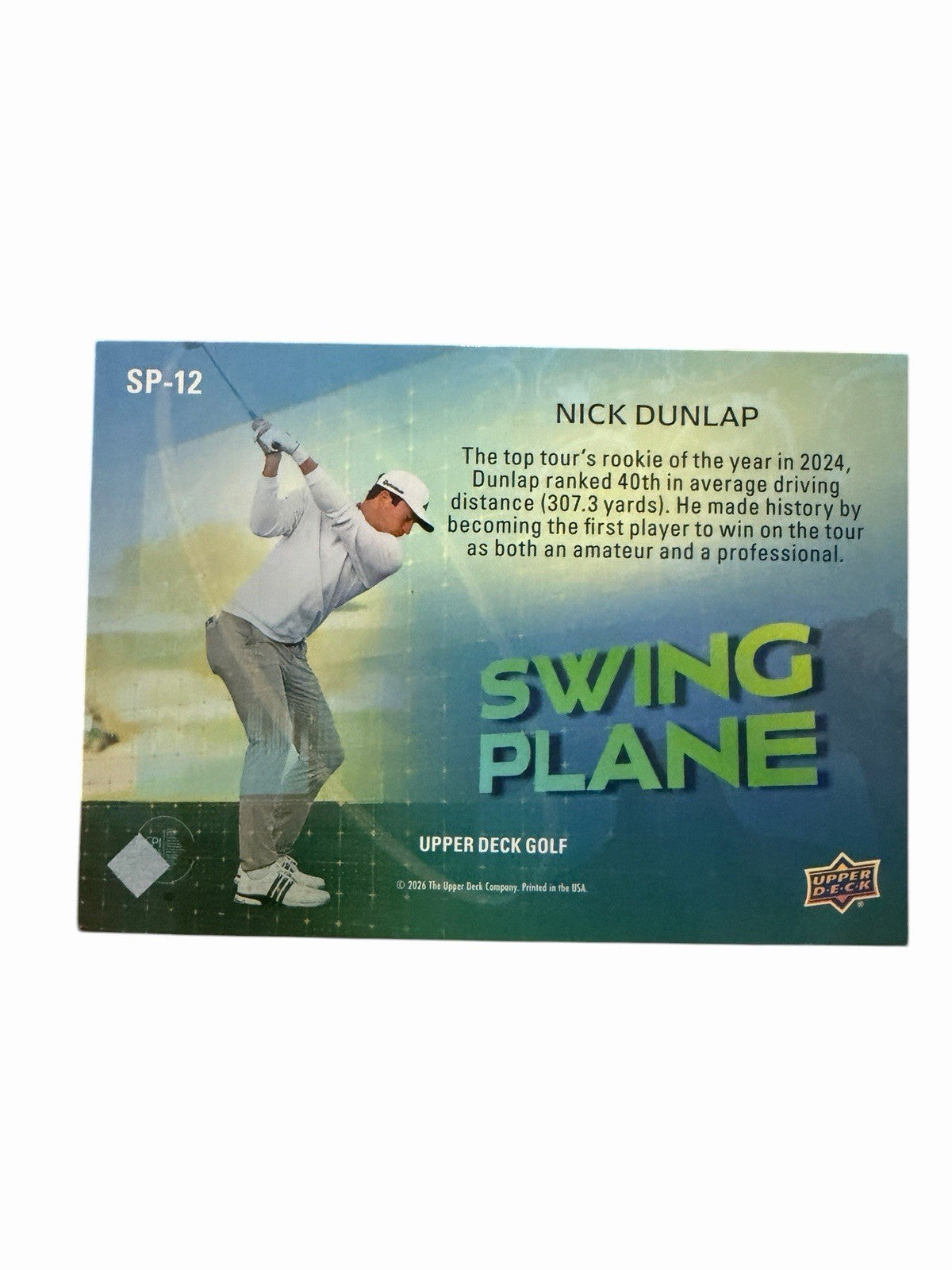 2026 Upper Deck Golf Nick Dunlap Swing Plane Gold 