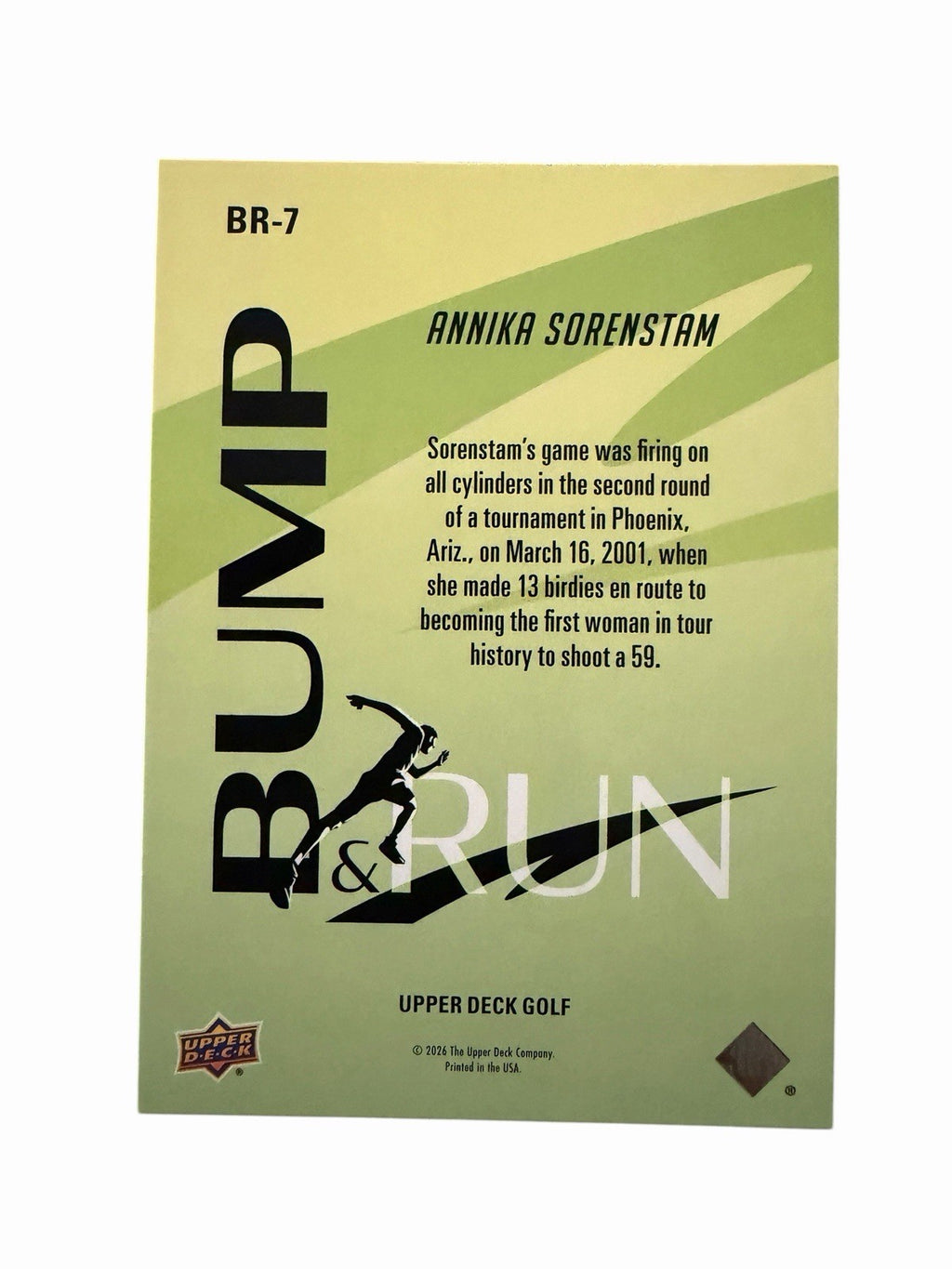 2026 UPPER DECK GOLF BUMP & RUN GOLD ANNIKA SORENSTAM BEAUTIFUL CARD 🔥 🔥 