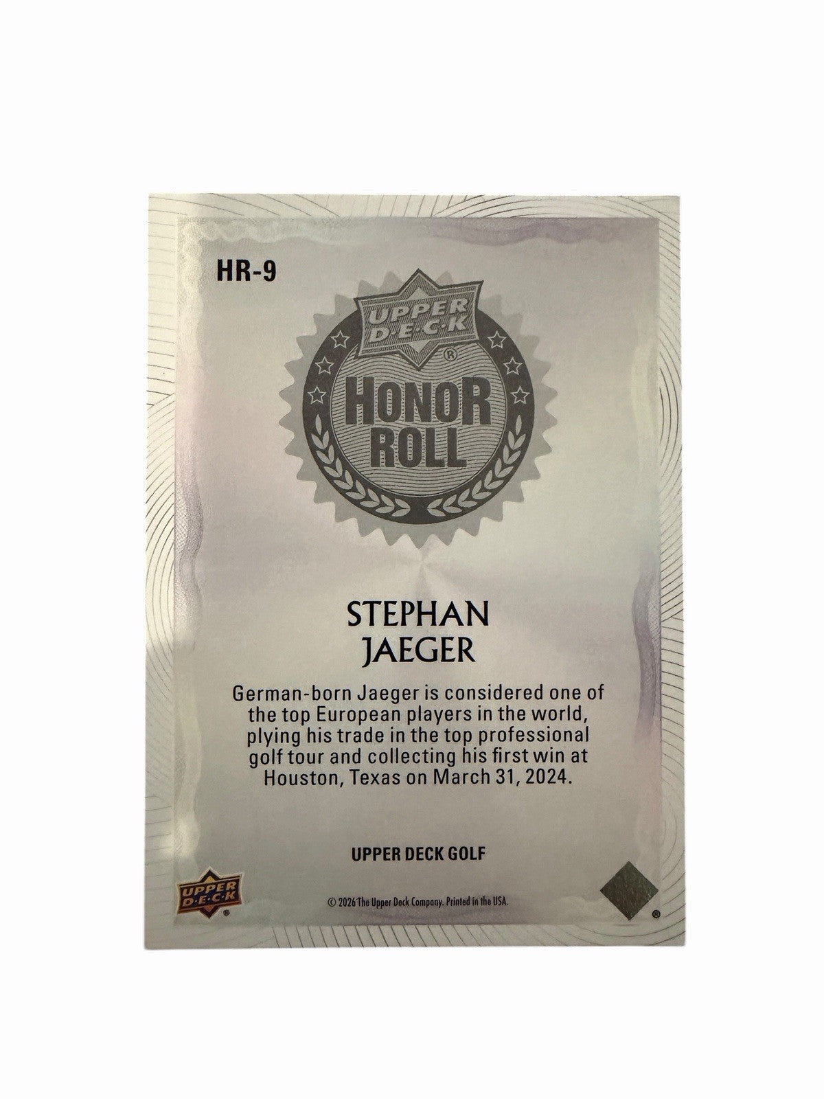 2026 UPPER DECK GOLF UD Honor Roll HR-9 Stephan Jaeger