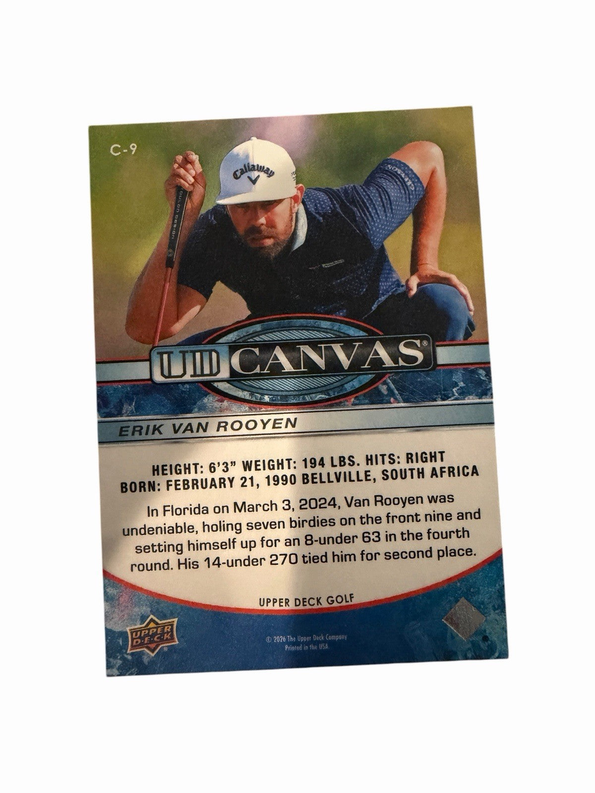 ERIK VAN ROOYEN 2026 UPPER DECK CANVAS GOLF CARD #C9