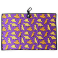 Purple Dino Chicken Nugget Golf Towel | 24” x 16” Microfiber Towel | Magnetic Clip & Carabiner | Premium Golf Accessory