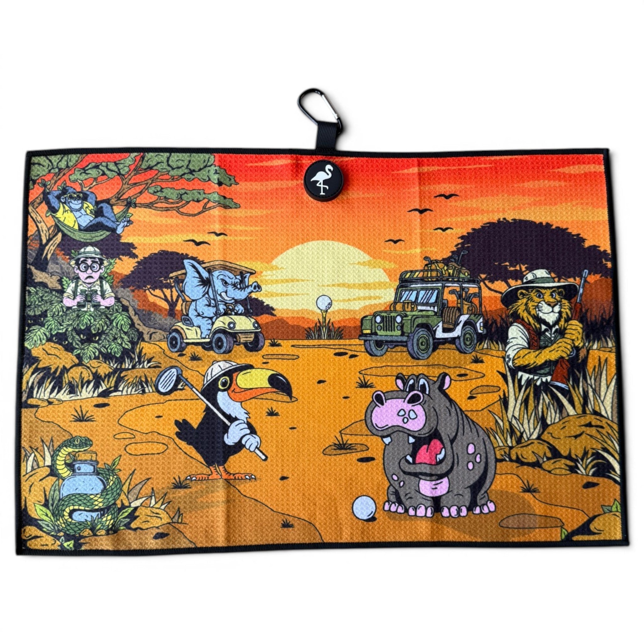 Safari Expedition: Lost Fairway Golf Towel | 24” x 16” Microfiber Towel | Magnetic Clip & Carabiner | Premium Golf Accessory