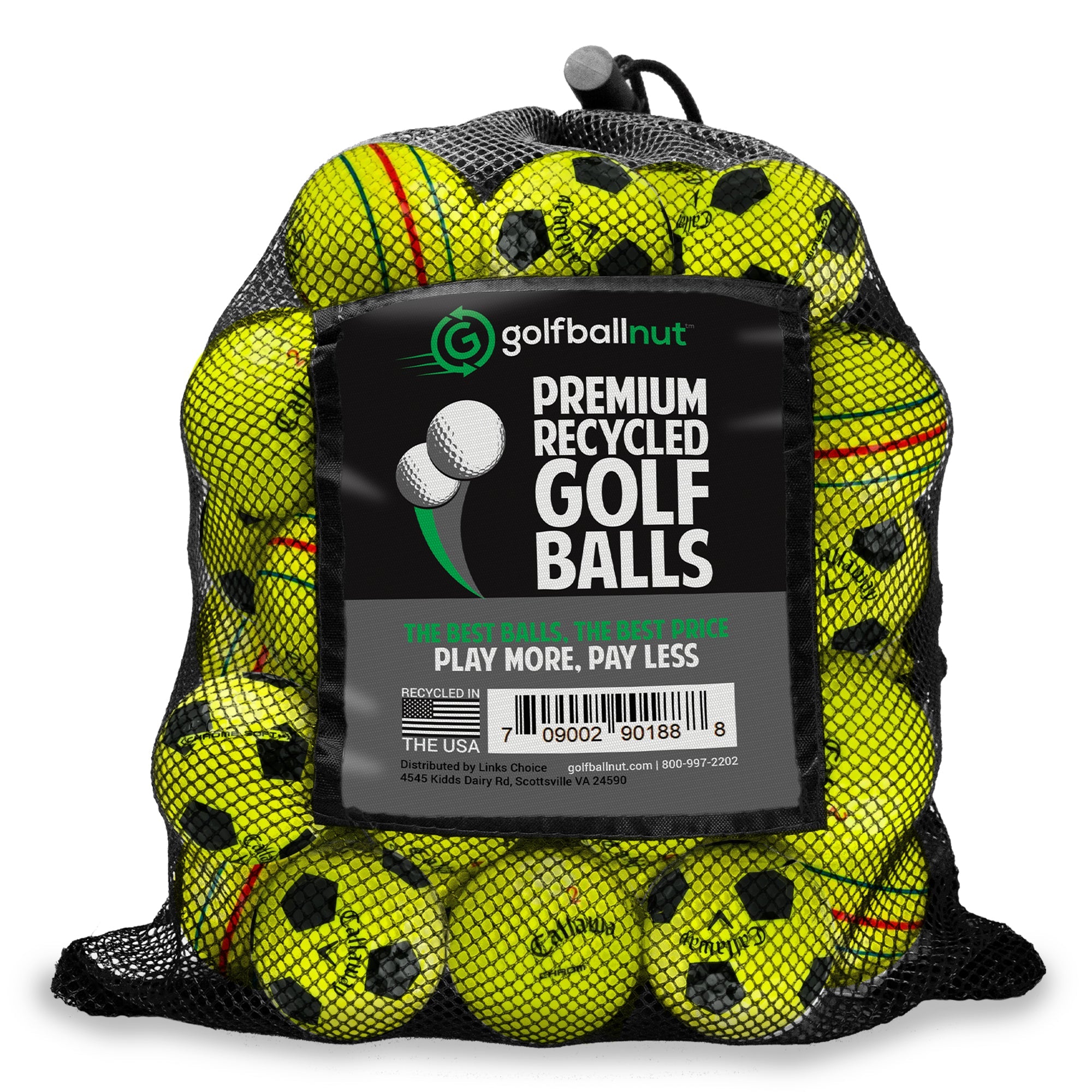 Recycled Mix Yellow Callaway Graphic Balls –  48 Count