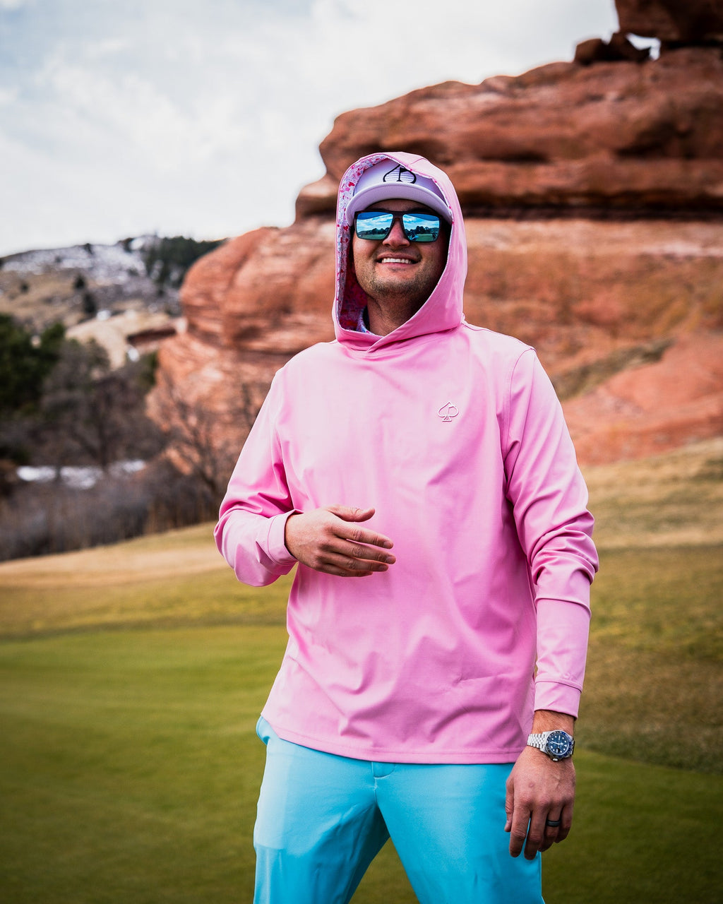 Performance Golf Hoodie - Flamingo Shatter