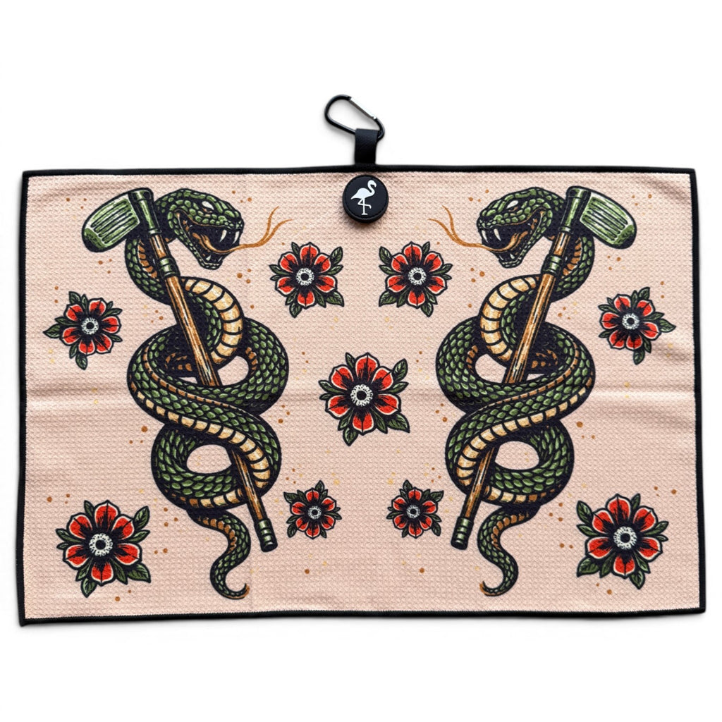 Desert Serpent Golf Towel | 24” x 16” Microfiber Towel | Magnetic Clip & Carabiner | Premium Golf Accessory