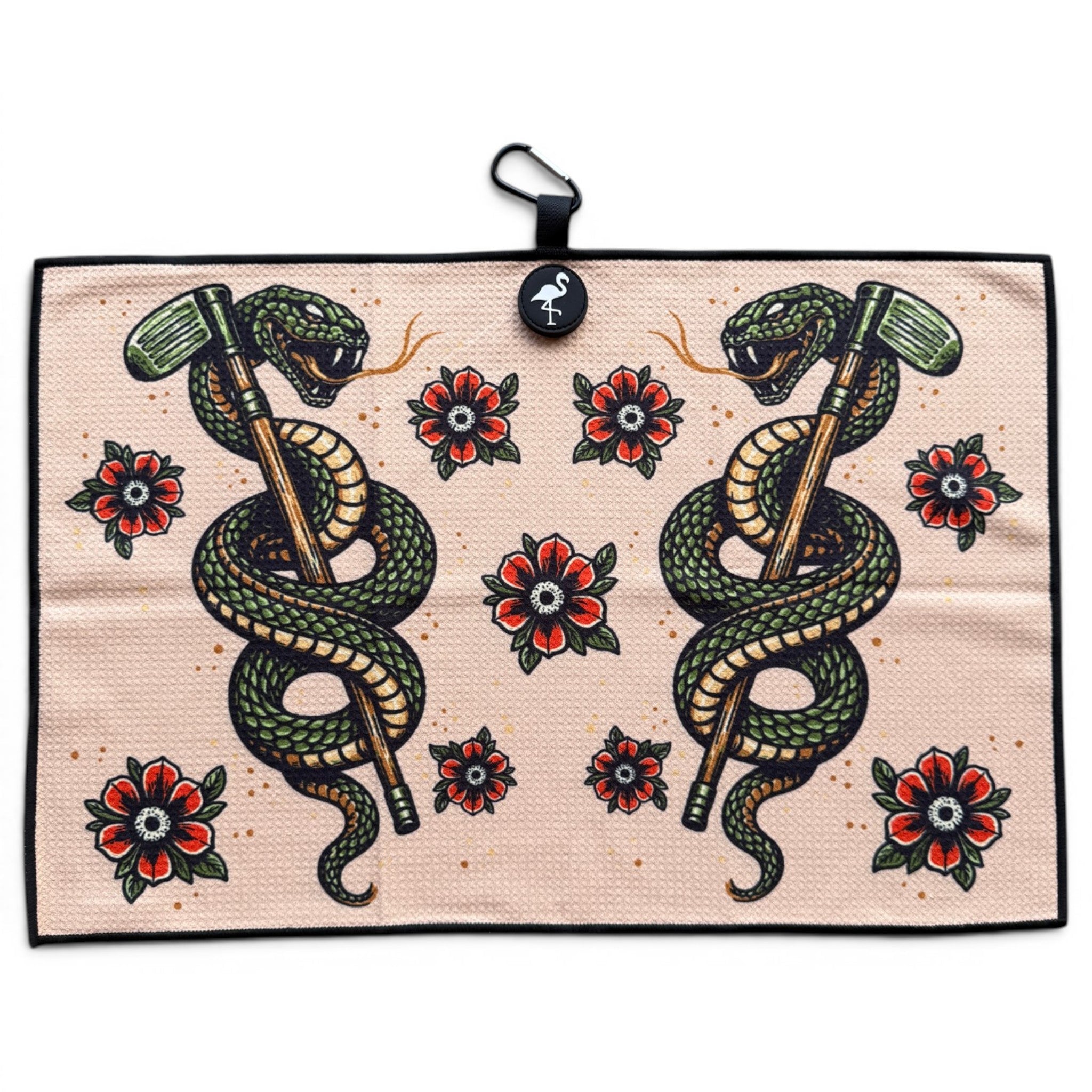 Desert Serpent Golf Towel | 24” x 16” Microfiber Towel | Magnetic Clip & Carabiner | Premium Golf Accessory