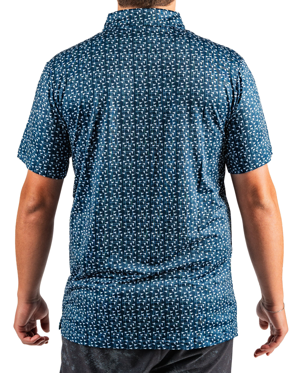 Flag Stick - Navy and White Golf Polo
