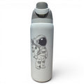 Hydration Bottle – Astronaut Walker (White Out) | 32oz Insulated Stainless Steel | Flip Straw Lid w/ Handle