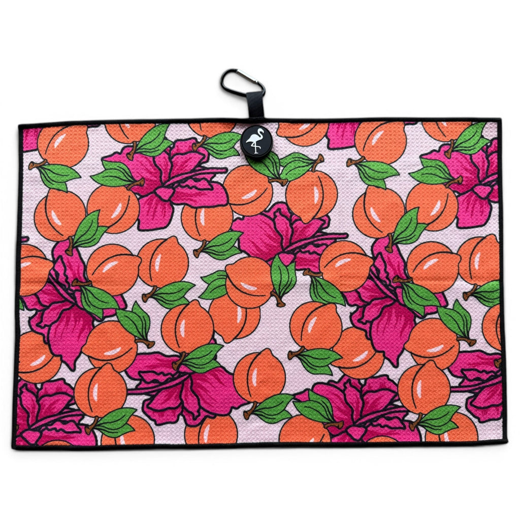 Peach Bellini Golf Towel | 24” x 16” Microfiber Towel | Magnetic Clip & Carabiner | Premium Golf Accessory