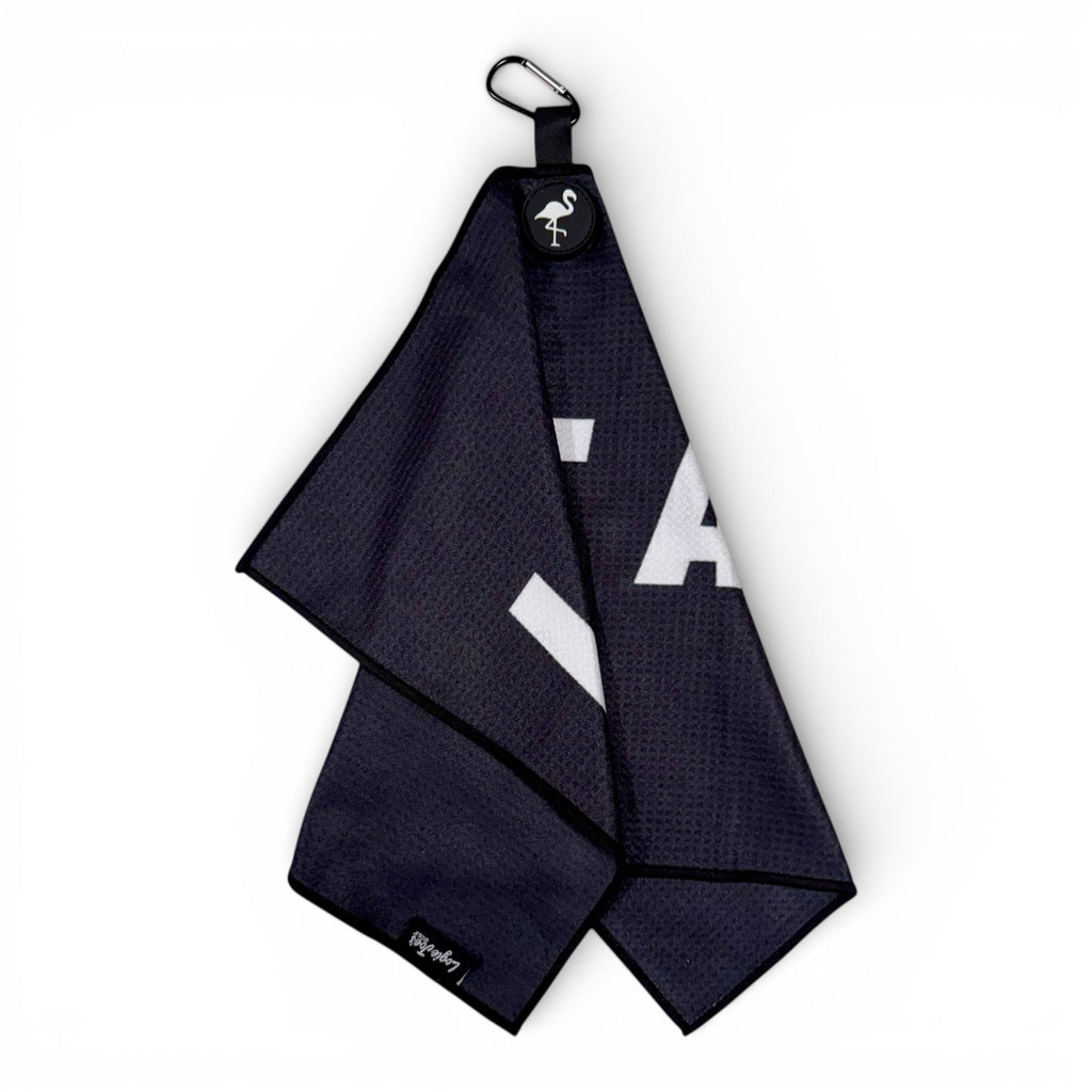 Novelty Black Golf Towel | Premium Double-Sided Microfiber | Heavy-Duty Magnetic Towel with Carabiner Clip | 24 x 16 in