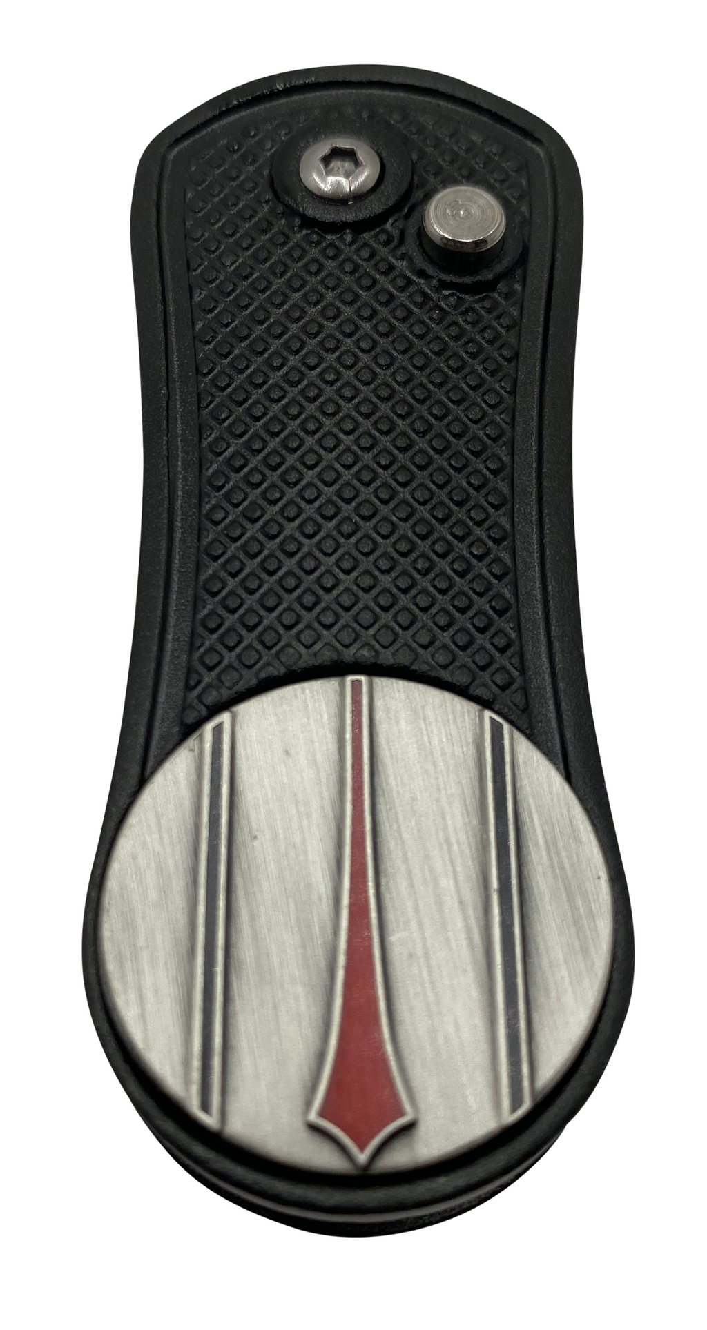 Red Arrow Putt Alignment Ball Marker with Magnetic Hat Clip, Divot Tool and Ball Stencil - Custom Golf Ball Marker