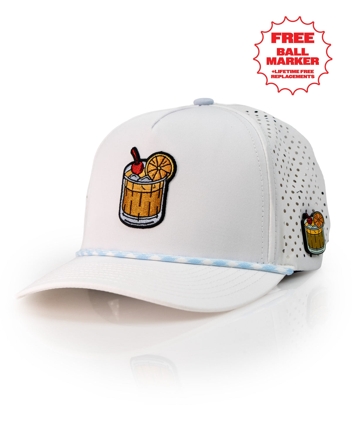 Old Fashioned White - Perforated Golf Rope Hat