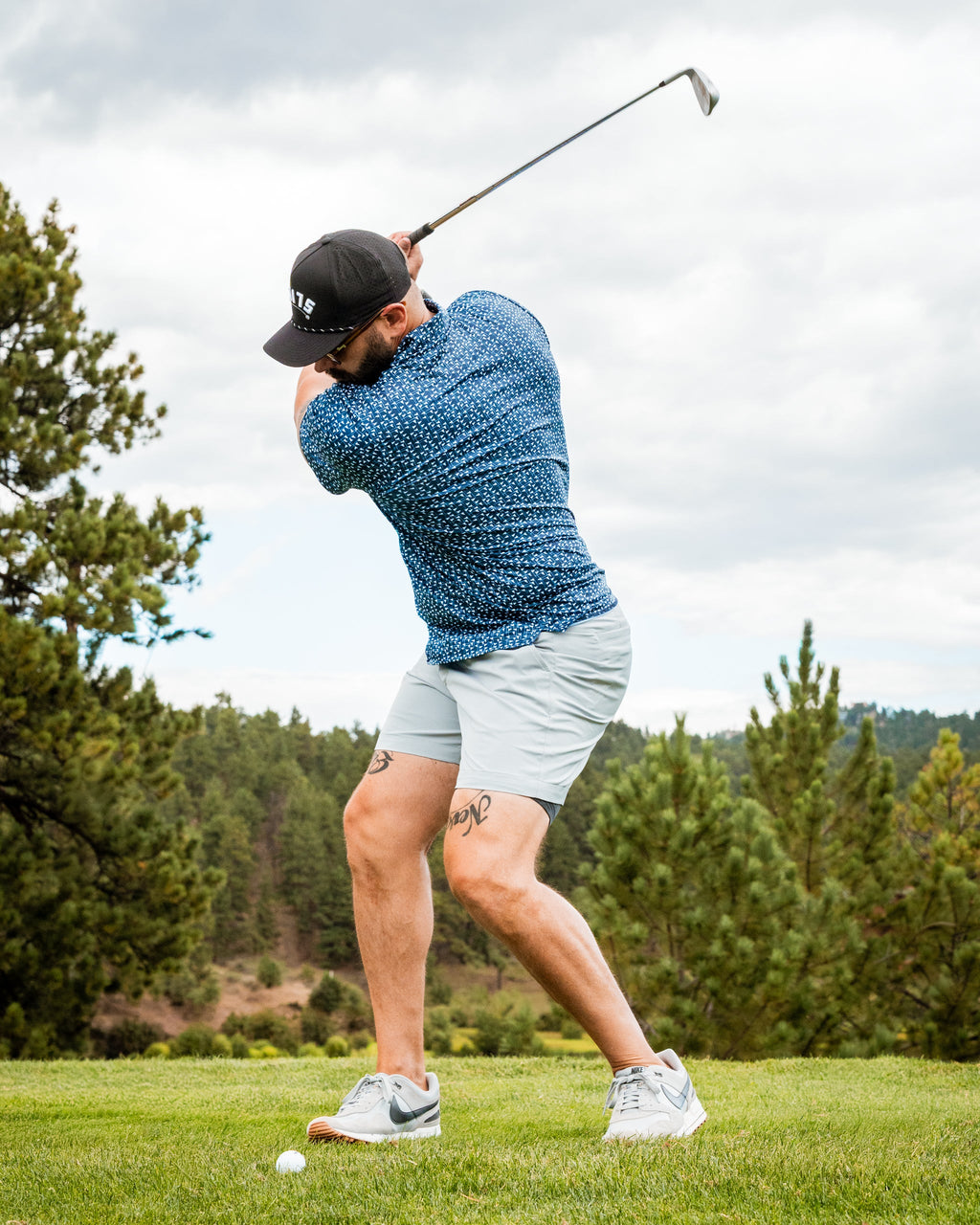 Flag Stick - Navy and White Golf Polo