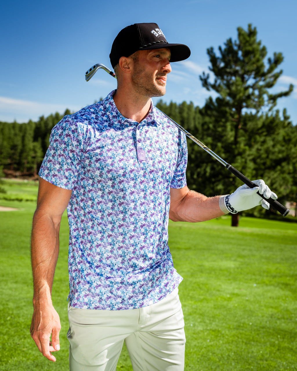 White Petals Golf Polo