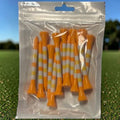 Orange Yellow Stripe Premium Wooden Golf Tees | 2 3/4” Standard Size | 45 Pack Set | Durable Painted Wood Tees | Unique Designs