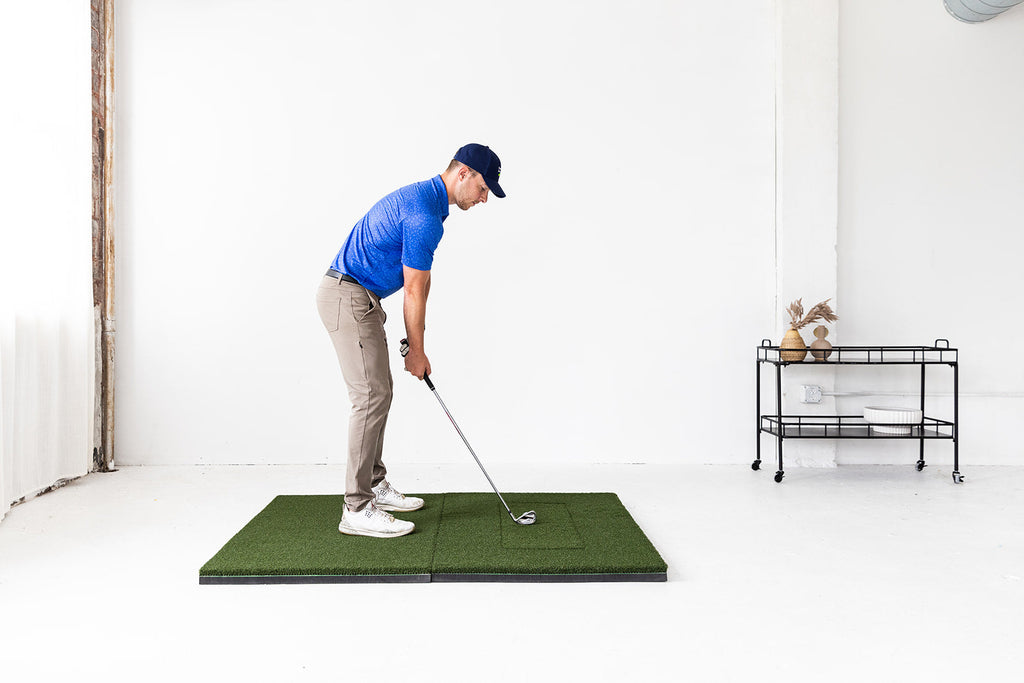 Beaver Tail Golf Simulator Mat (4ft x 5.5ft) with the Most Realistic Hitting Strip Insert for Joint Injury Prevention